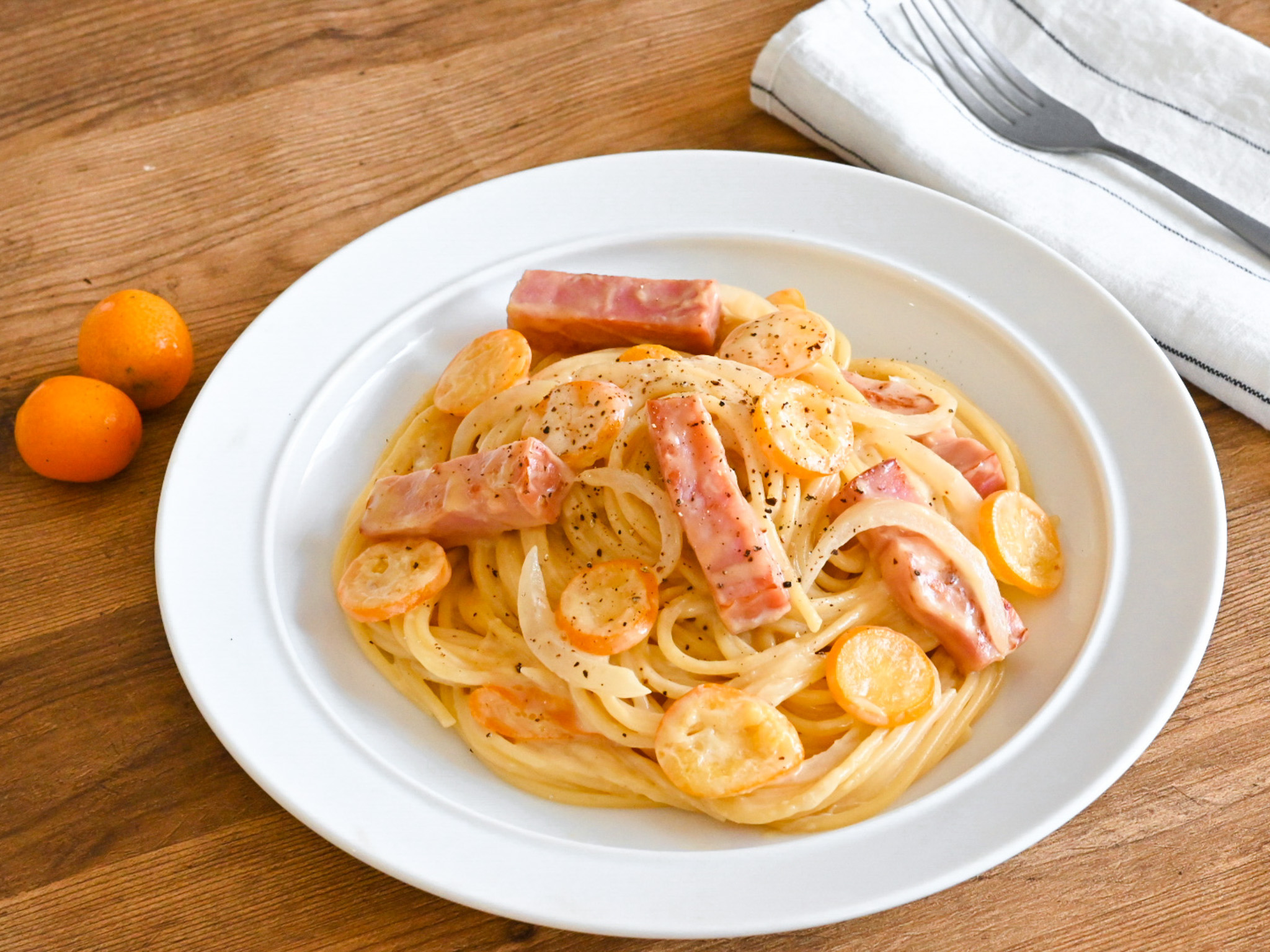 金柑のカルボナーラ